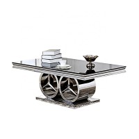 Living furniture European style unique stainless steel shape artificial marbal top coffee table