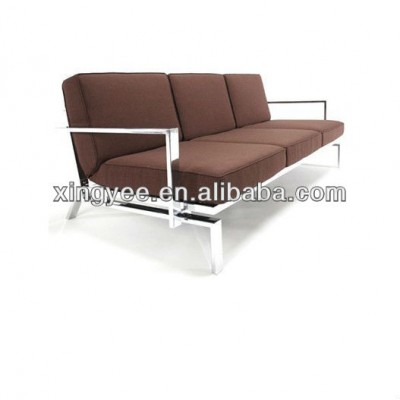 Modern indoor waiting room furniture bench seating stainless steel leather 3 seater waiting room long chair sofa