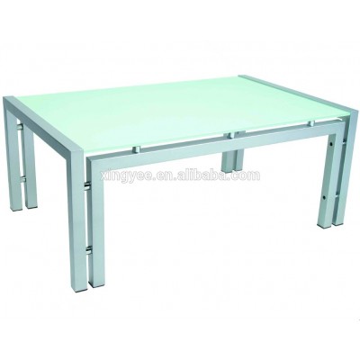 Modern living room sofa center table furnitures house powder coating steel tempered glass top rectangular coffee table