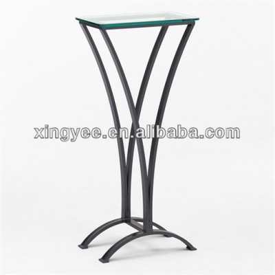 Modern indoor living room furnitures house iron steel metal frame clear frosted tempered glass corner flower pot stand table