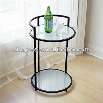 Modern living antique vintage end table furniture hotel coffee table metal tempered glass nightstand small round side table